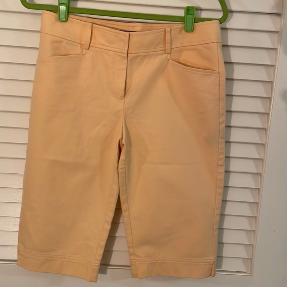 Lafayette 148 New York Bermuda Cantaloupe Melon Color Slit Pocket Shorts